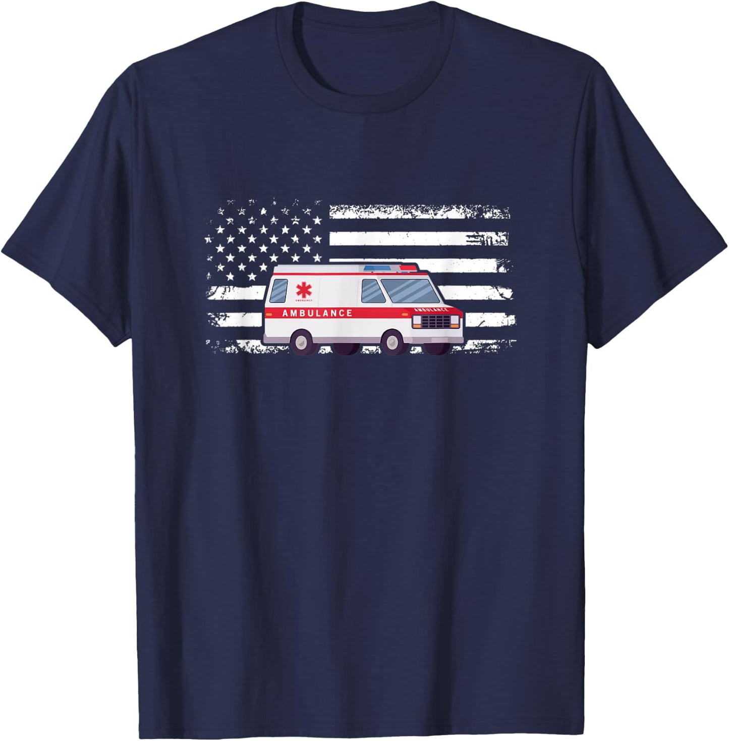Ambulance Flag Ambulance Parademic EMT T-Shirt - T-Shirt | Navy