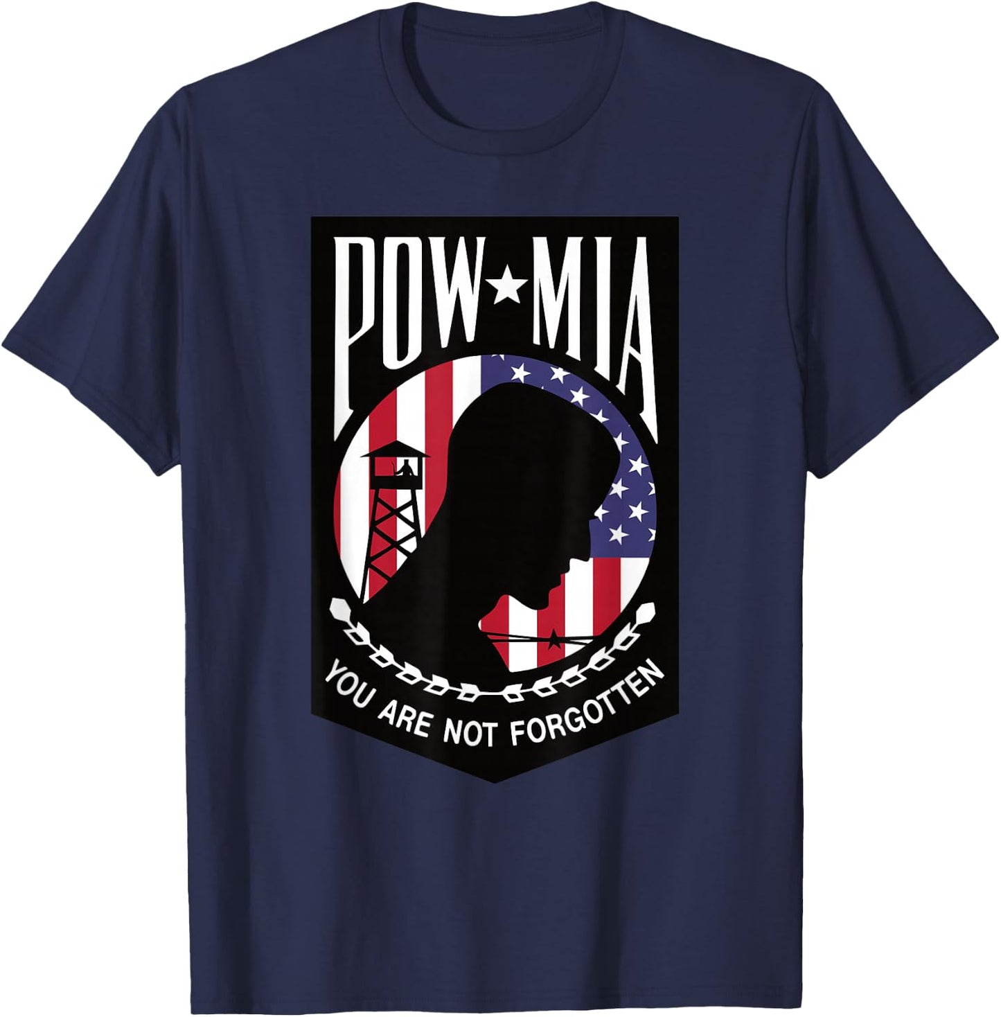Pow Mia USA Flag You are not Forgotten T-Shirt - T-Shirt | Navy
