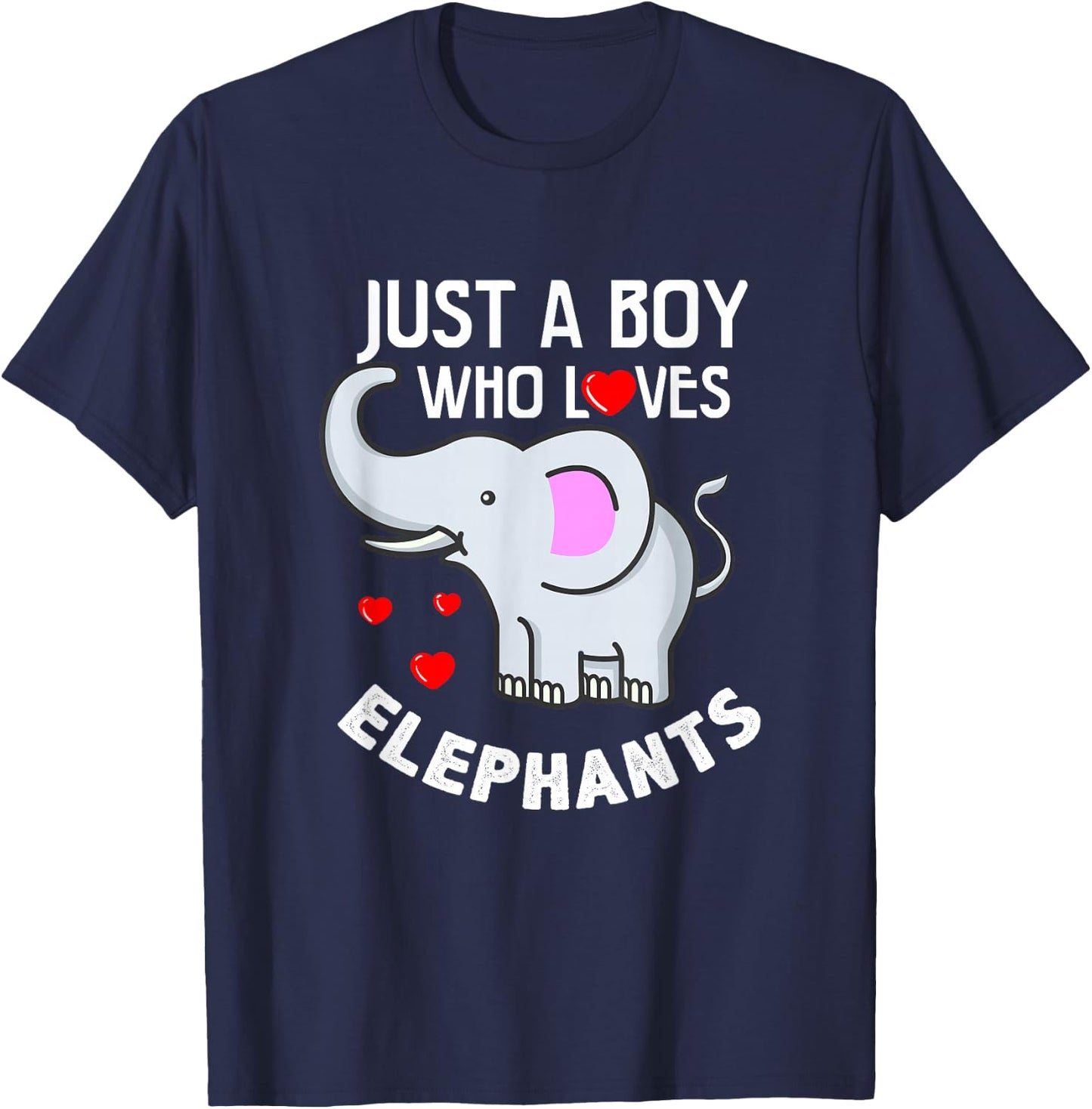 Just A Boy Who Loves Elephants Elephant Lover Gift T-Shirt - T-Shirt | Navy