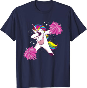 Cheer Unicorn Cheerleading Dabbing Cheerleader T-Shirt - T-Shirt | Navy