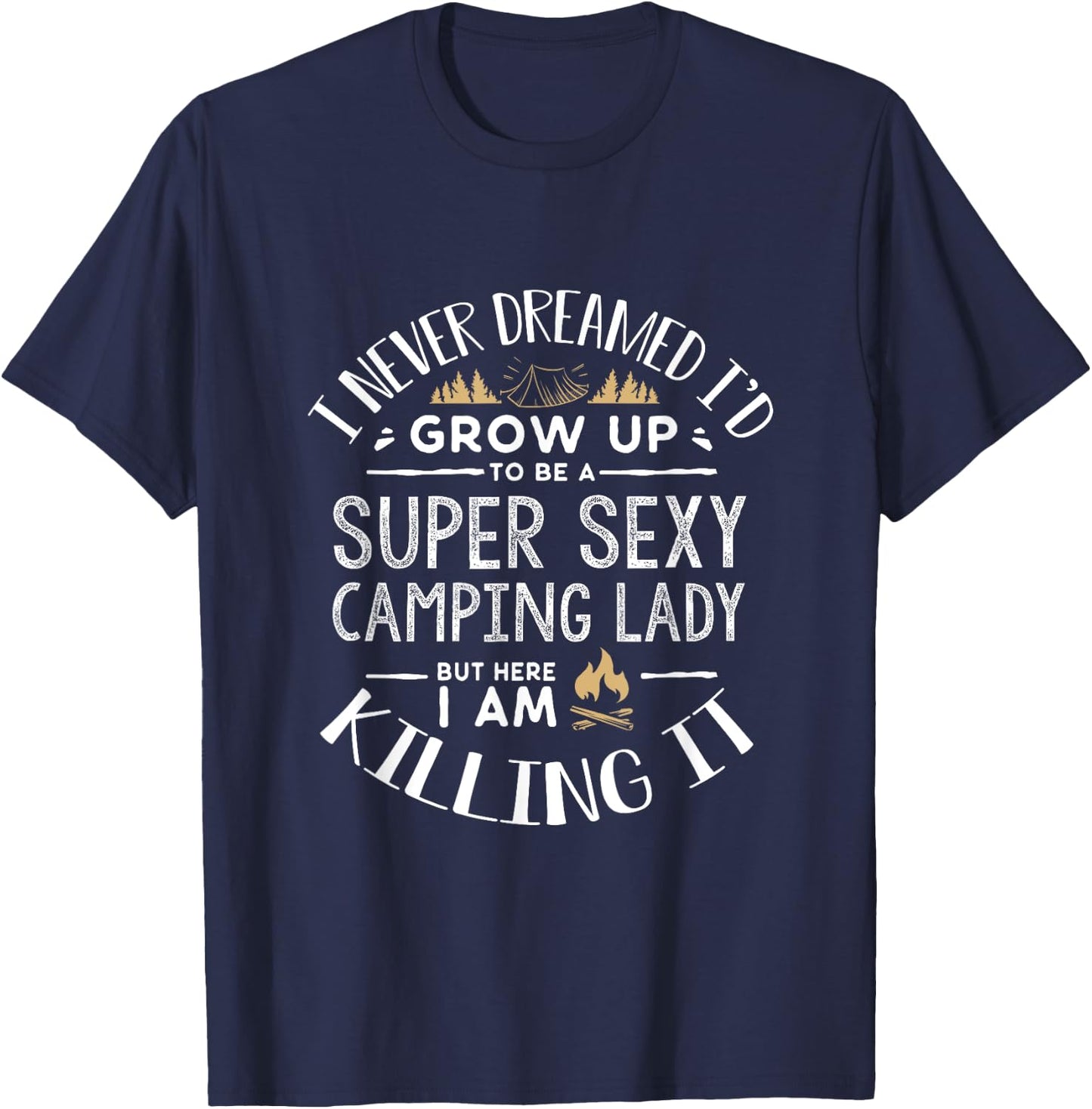 Camping Shirt Women Wife Camper RV Camping Vacation T-Shirt - T-Shirt | Navy