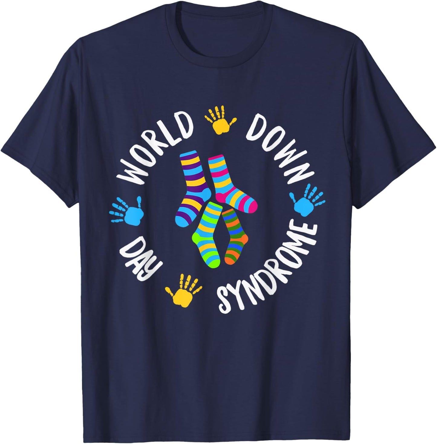 World Down Syndrome Day Awareness Socks Down Right Kids Gift T-Shirt - T-Shirt | Navy