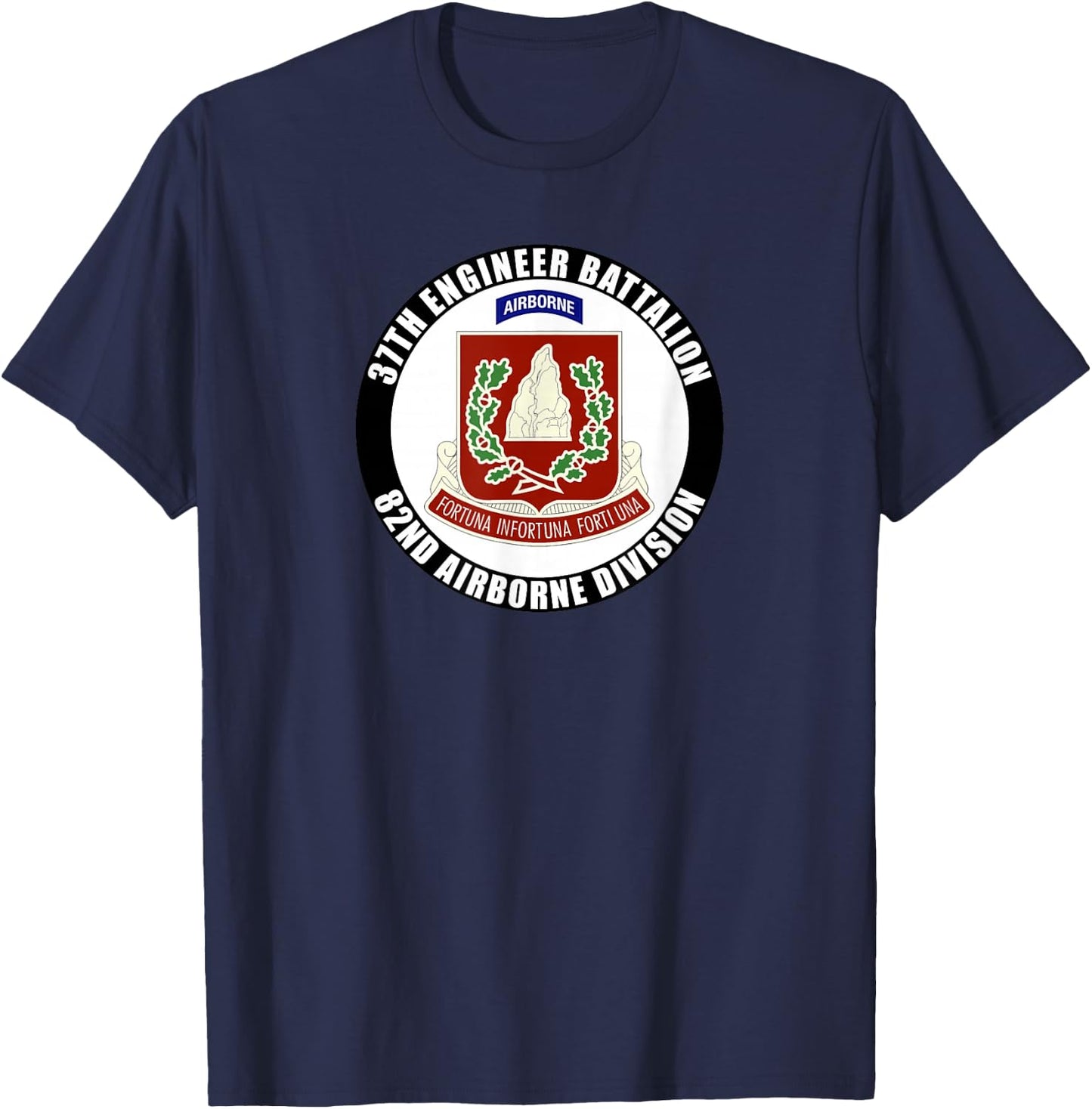 SoldierTees 37th Engineer Battalion 82nd Airborne Division Veteran Gift - -Adults, Black, Small, Short Sleeve, Classic Fit, Cotton 60% Polyester 40%, Military-Themed T-Shirt - T-Shirt | Navy