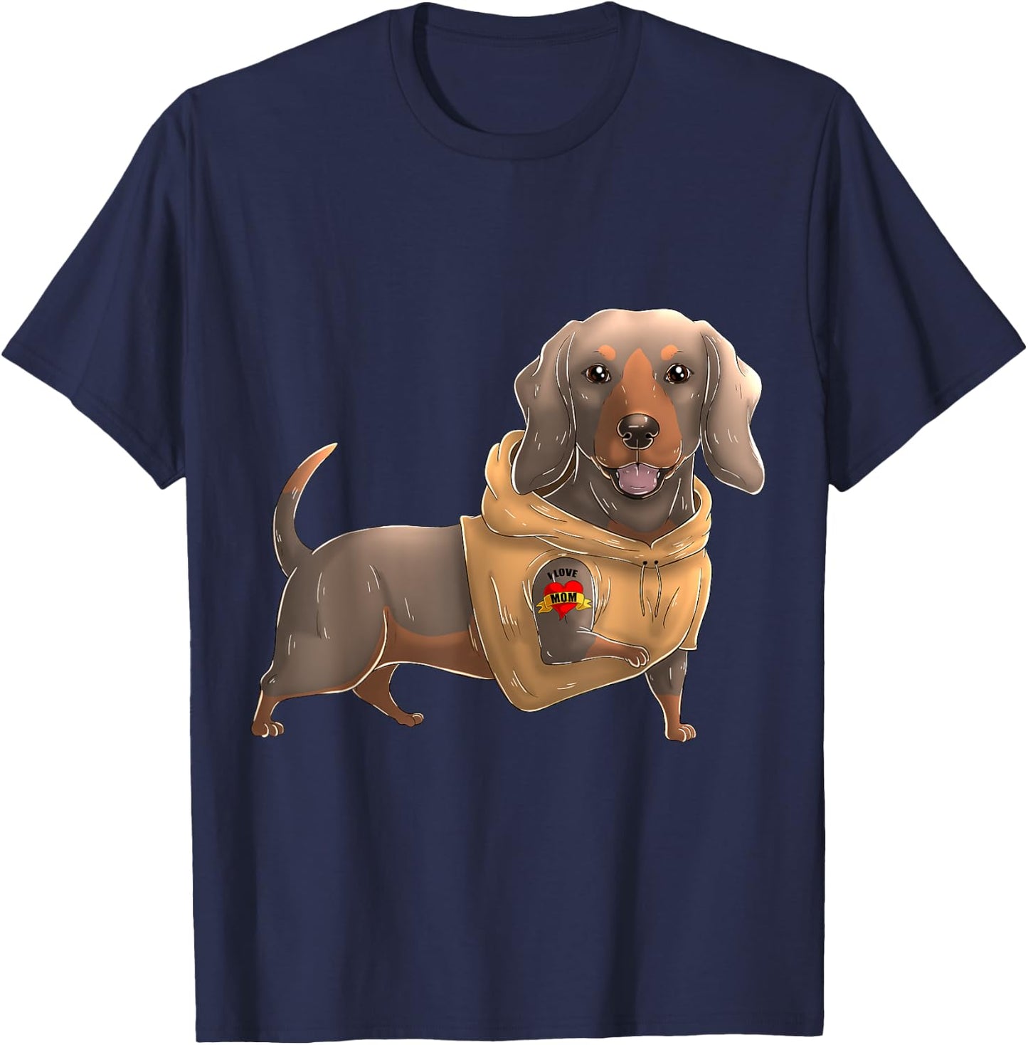 Dachshund I Love Mom Tattoo Dog Shirt Funny Mother's Day T-Shirt - T-Shirt | Navy