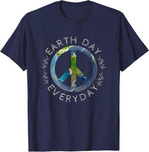 Earth Day Everyday - World Global Peace on Earth Sign T-Shirt - T-Shirt | Navy