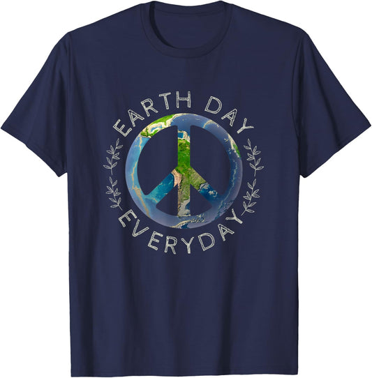 Earth Day Everyday - World Global Peace on Earth Sign T-Shirt - T-Shirt | Navy