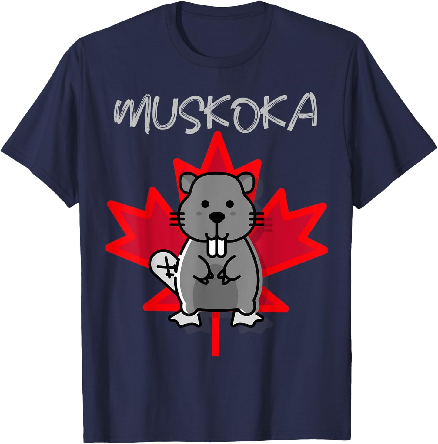 Muskoka Ontario Canada Beaver Poster Gift T-Shirt - T-Shirt | Navy