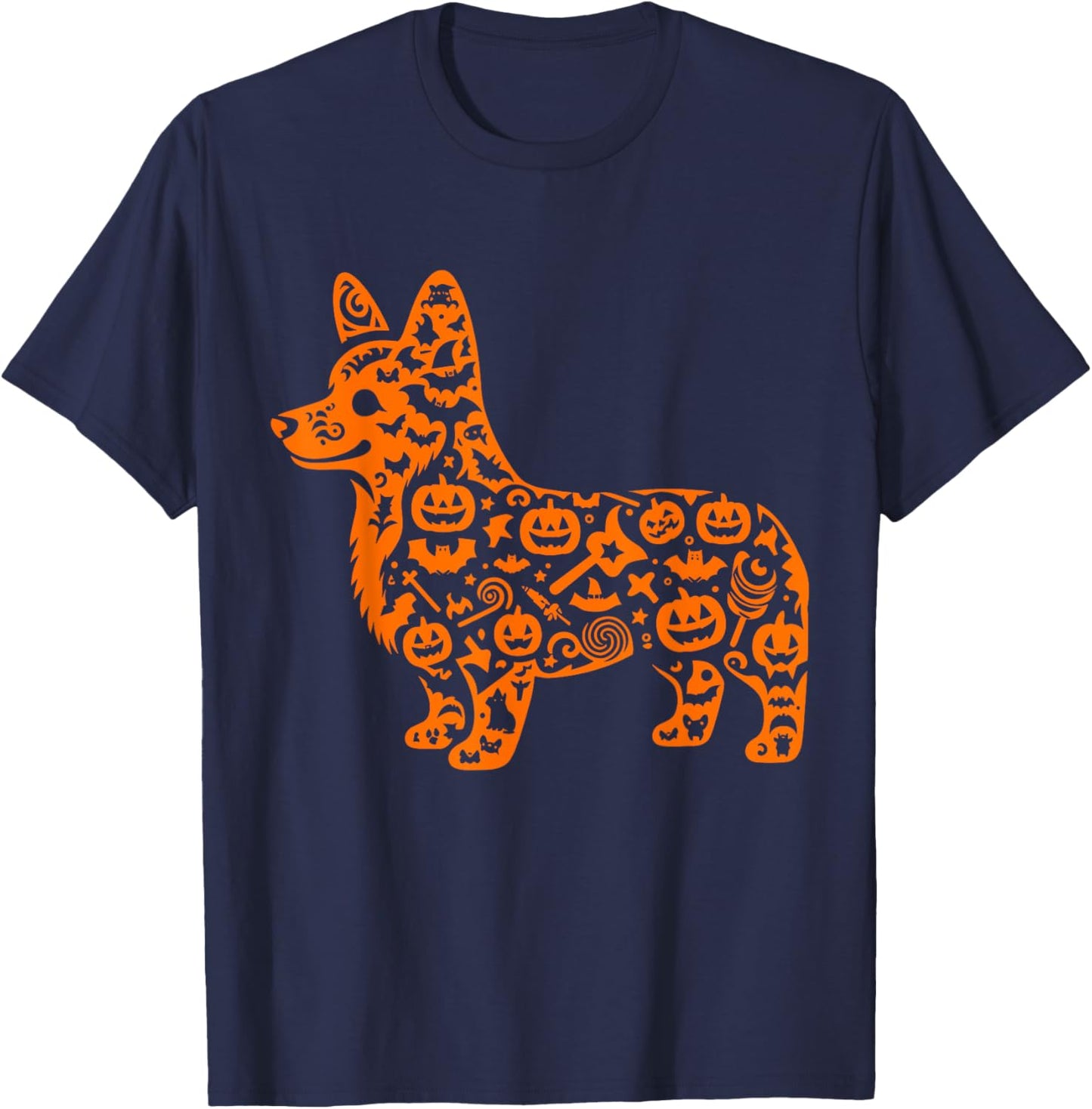 Funny Pumpkin Corgi Candy Halloween Kids T-Shirt - T-Shirt | Navy
