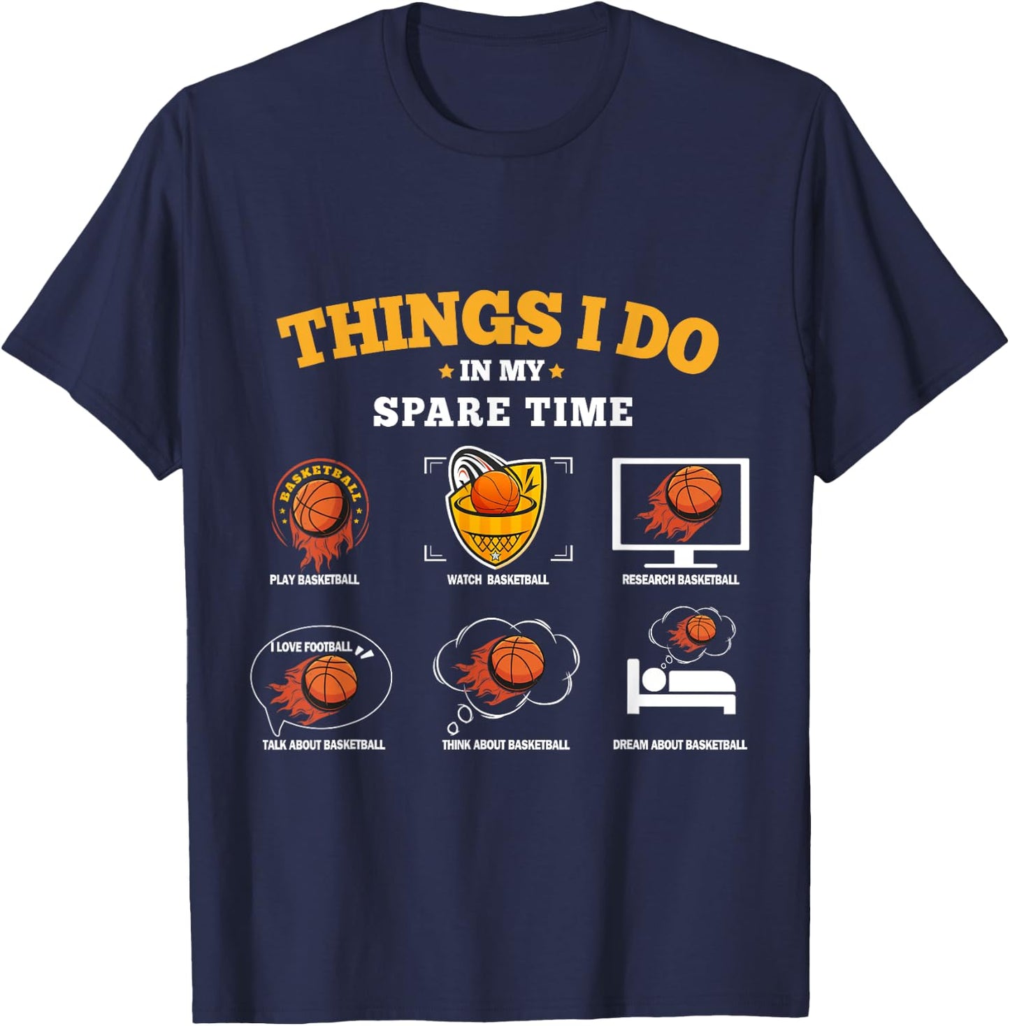 Things I Do In My Spare Time Basketball Design Boys T-Shirt - T-Shirt | Navy