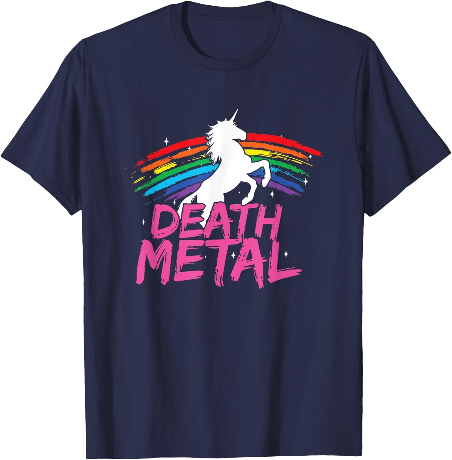 Unicorn Death Metal Rocker Metalhead Design Funny Hard Rock T-Shirt - T-Shirt | Navy