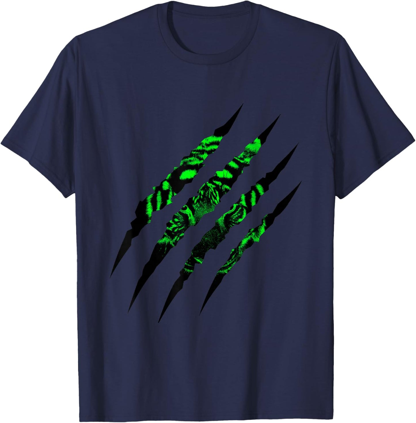 Predator Green Tiger Claw Mark T-Shirt - T-Shirt | Navy