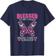 Blessed To Be Called Breast Cancer Survivor Pink Butterfly T-Shirt - T-Shirt | Navy