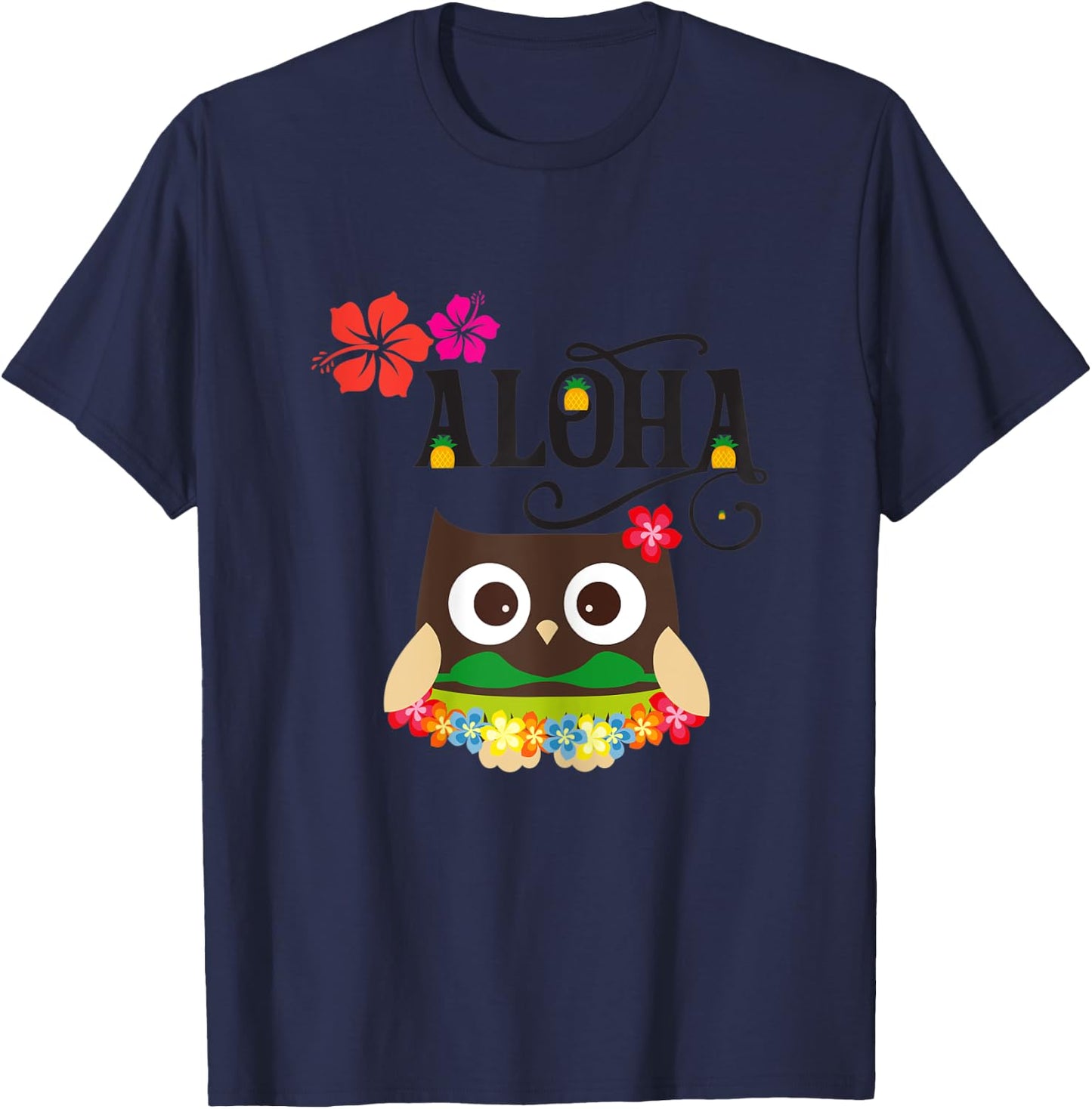 Cute Tropical Hawaiian Owl Luau Gifts T-Shirt - T-Shirt | Navy