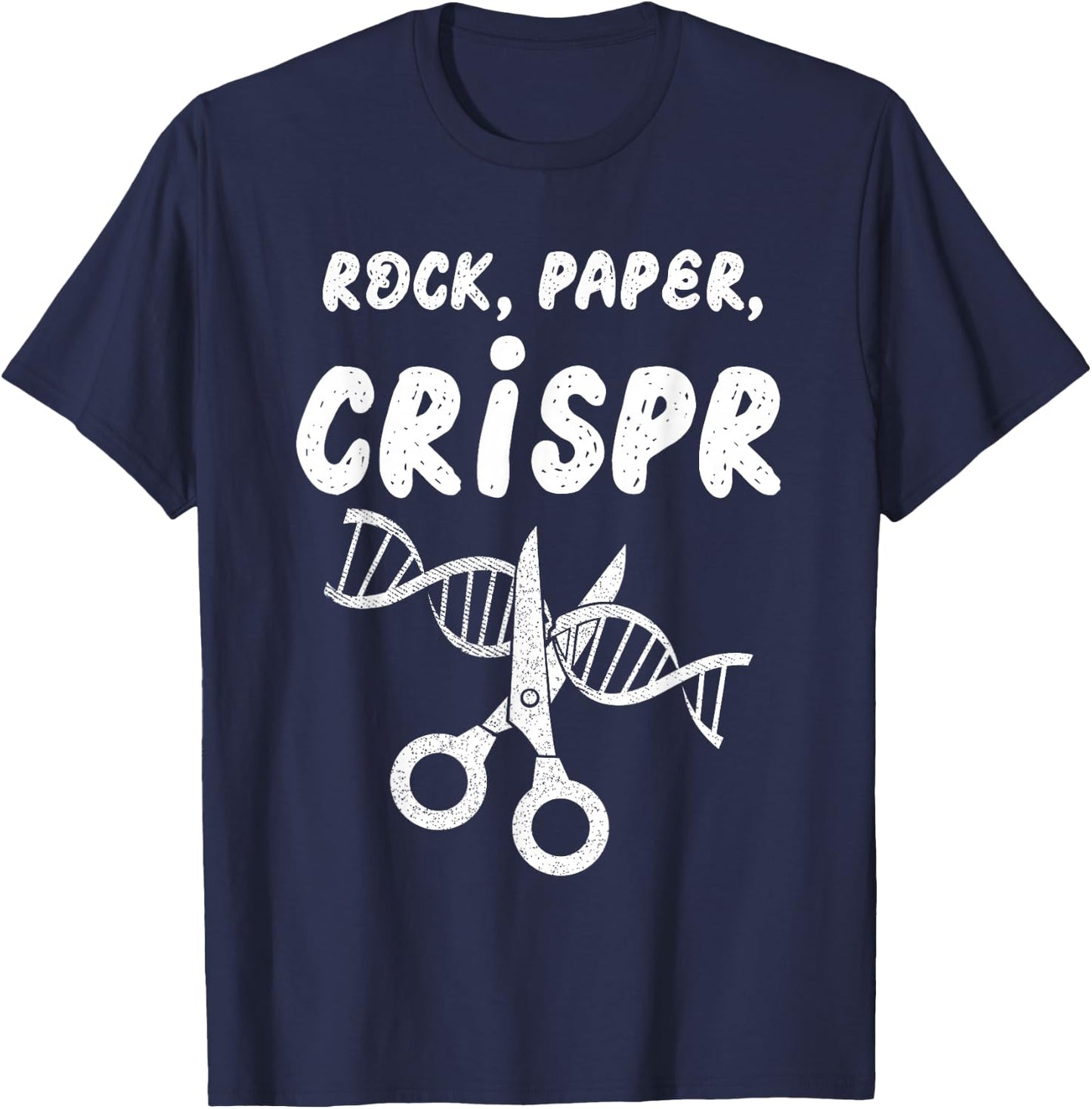 Rock Paper Scissors Crispr Gene Edit Scientist Biology T-Shirt - T-Shirt | Navy