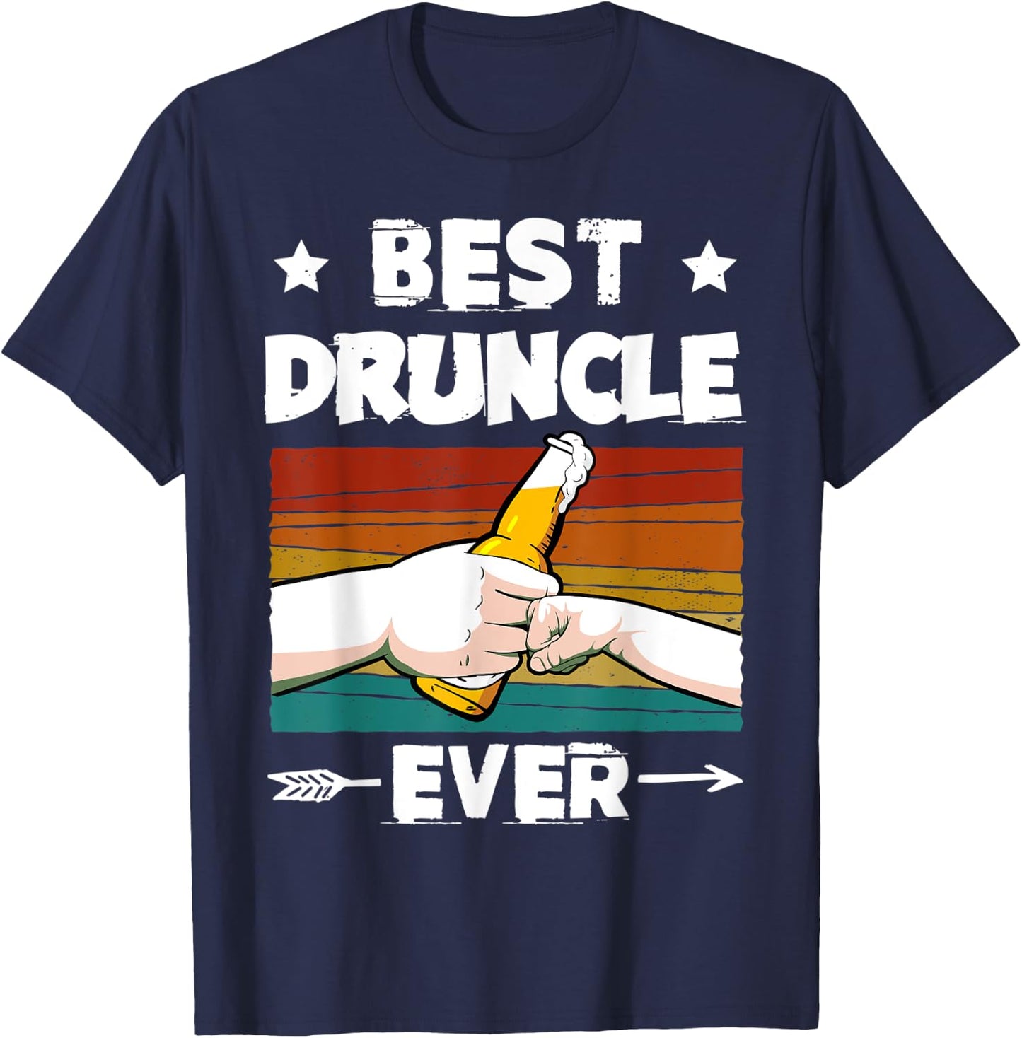 Best Druncle Ever Funny Beer Drinker Uncle Fist Bump T-Shirt - T-Shirt | Navy