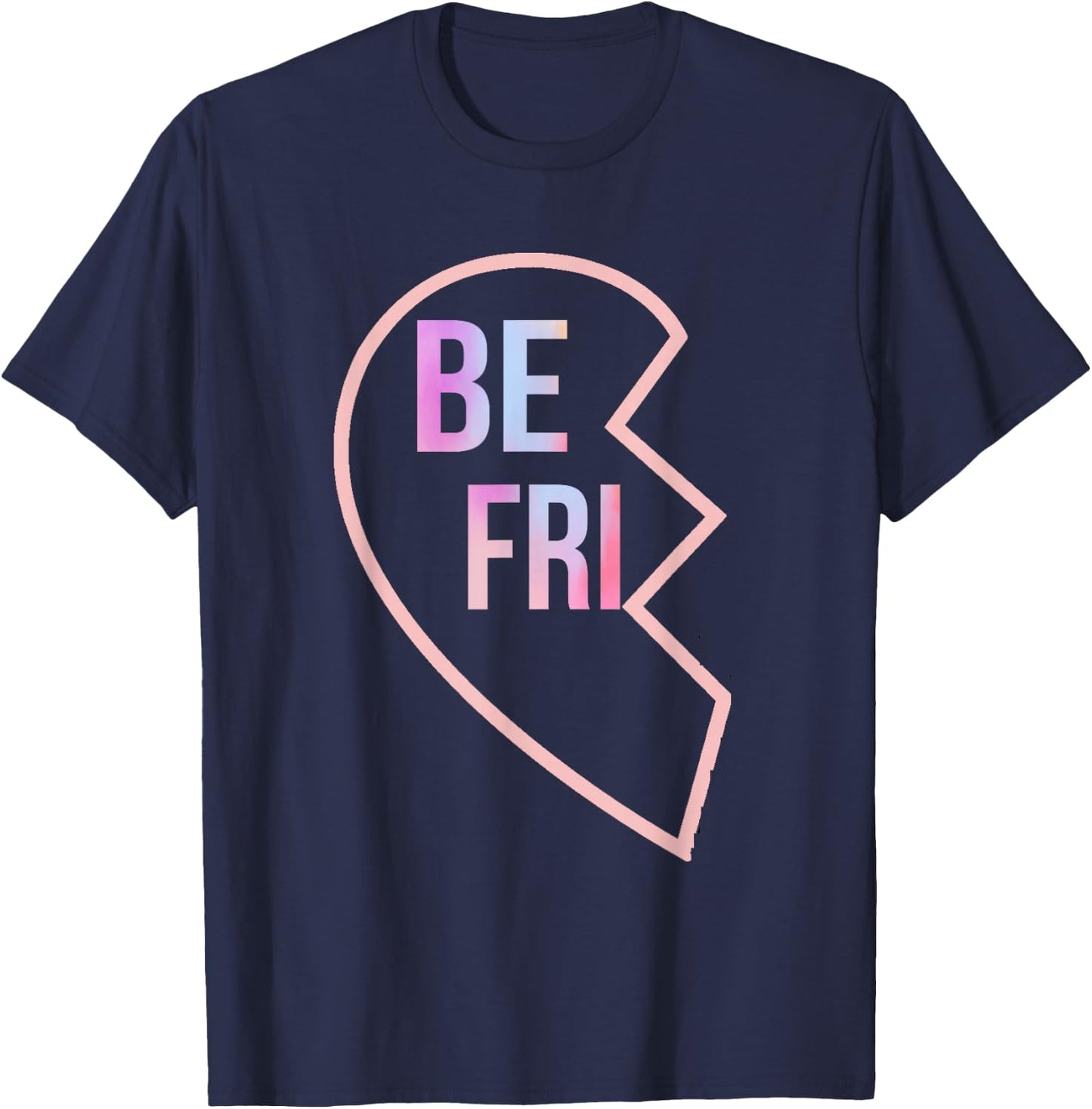 BFF 1 Heart in 2 Best Friends Matching 1st Part T-Shirt - T-Shirt | Navy