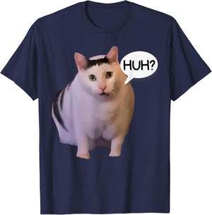 Funny Huh Cat Meme Funny Memes Internet Memes Cat Lover Joke T-Shirt - T-Shirt | Navy