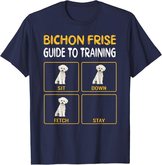 Bichons Frise Guide To Training Dog Obedience T-Shirt - T-Shirt | Navy