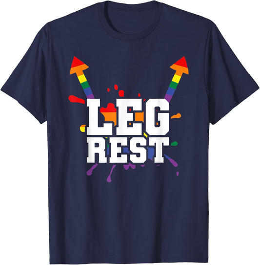 Leg Rest Funny Naughty Dad Joke Vagitarian Design Lesbian T-Shirt - T-Shirt | Navy