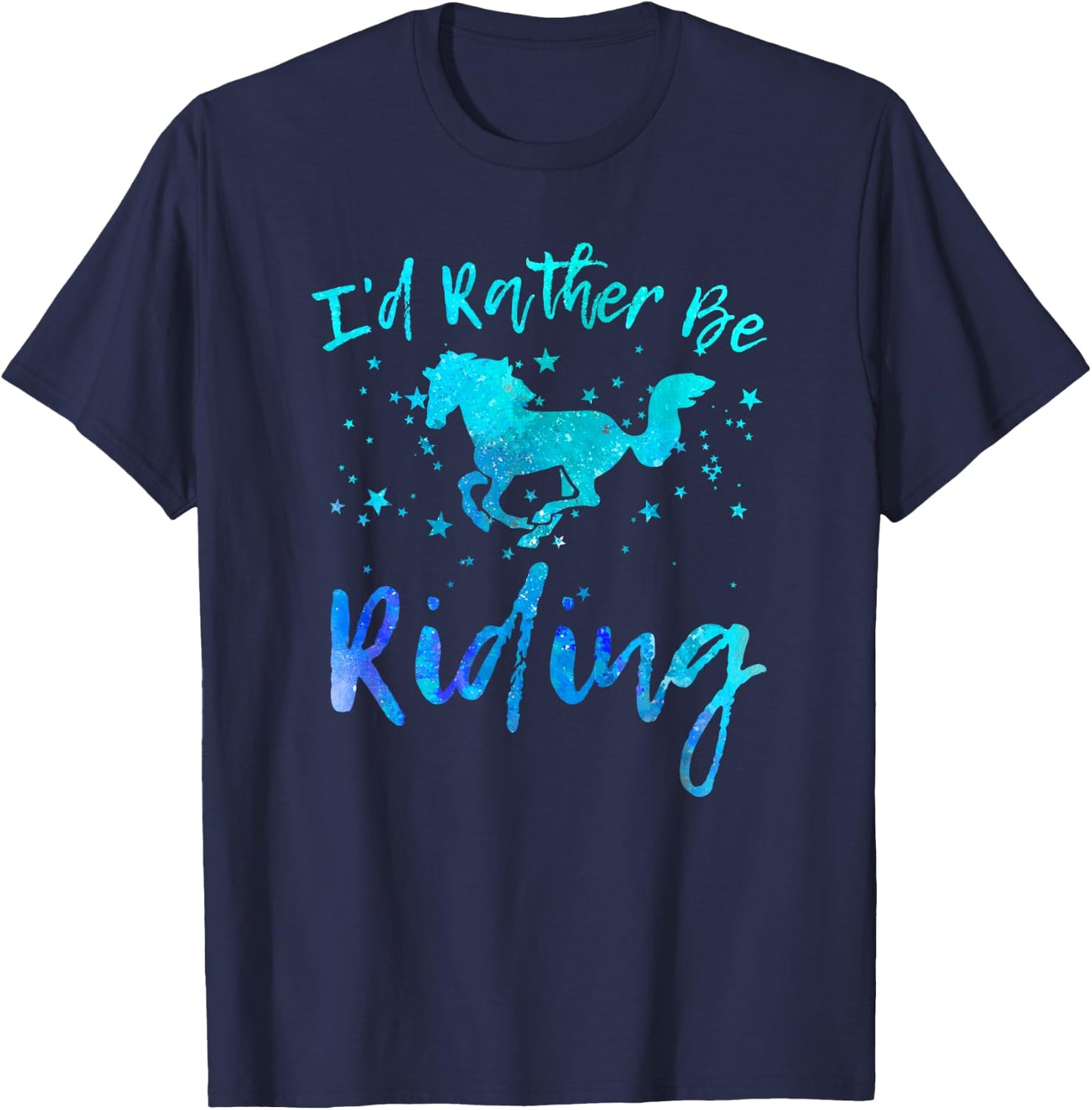 I'd Rather Be Riding Funny Horse Equestrian Rider Graphic T-Shirt - T-Shirt | Navy