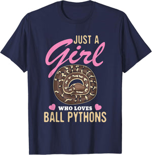 Just a Girl Who Loves Ball Pythons Snakes Snake Python Lover T-Shirt - T-Shirt | Navy