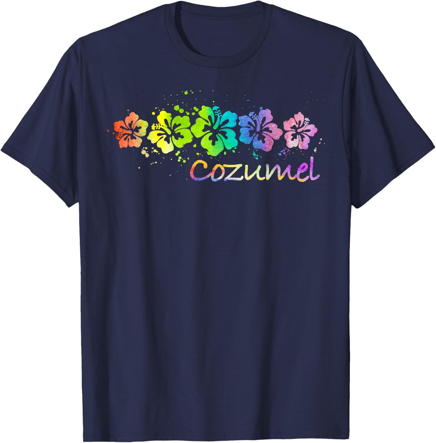 Cozumel, Mexico Watercolor Beach & Surf T-Shirt - T-Shirt | Navy