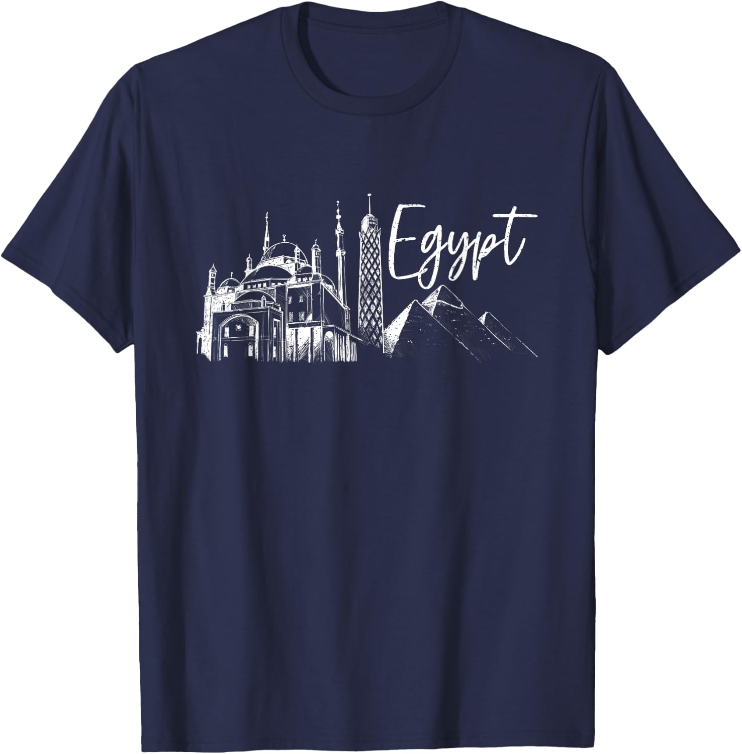 Egyptian Ancient Cairo Hieroglyphics Sphinx Egypt T-Shirt - T-Shirt | Navy