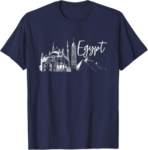 Egyptian Ancient Cairo Hieroglyphics Sphinx Egypt T-Shirt - T-Shirt | Navy