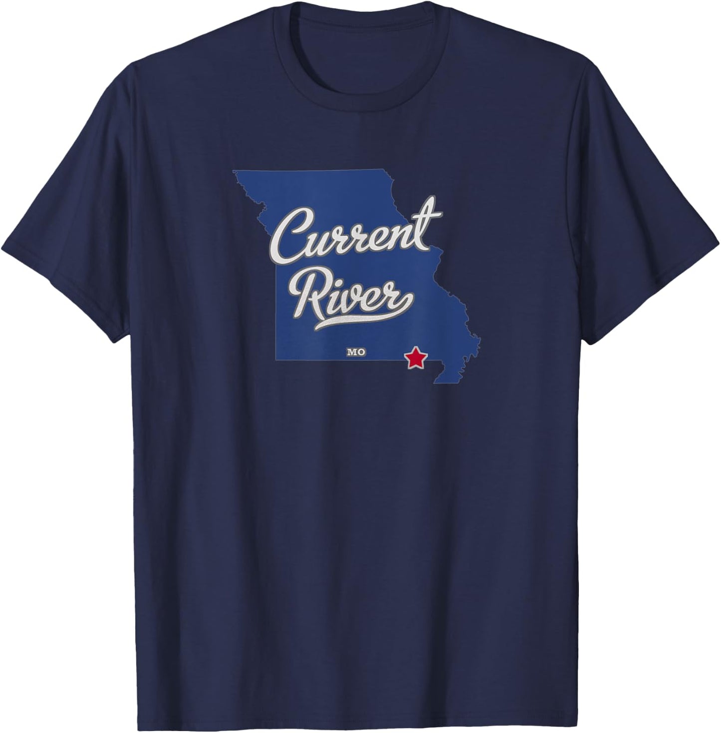 Current River Missouri MO Map T-Shirt - T-Shirt | Navy