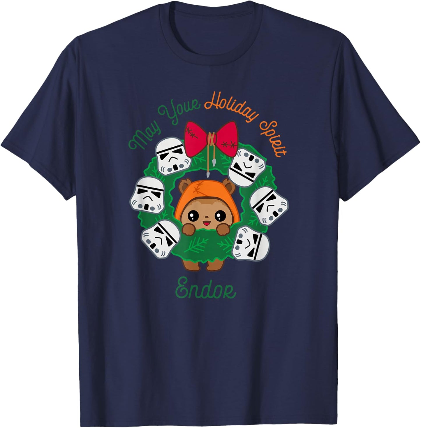 Star Wars Ewok Christmas May Your Holiday Spirit Endor Cute T-Shirt - T-Shirt | Navy