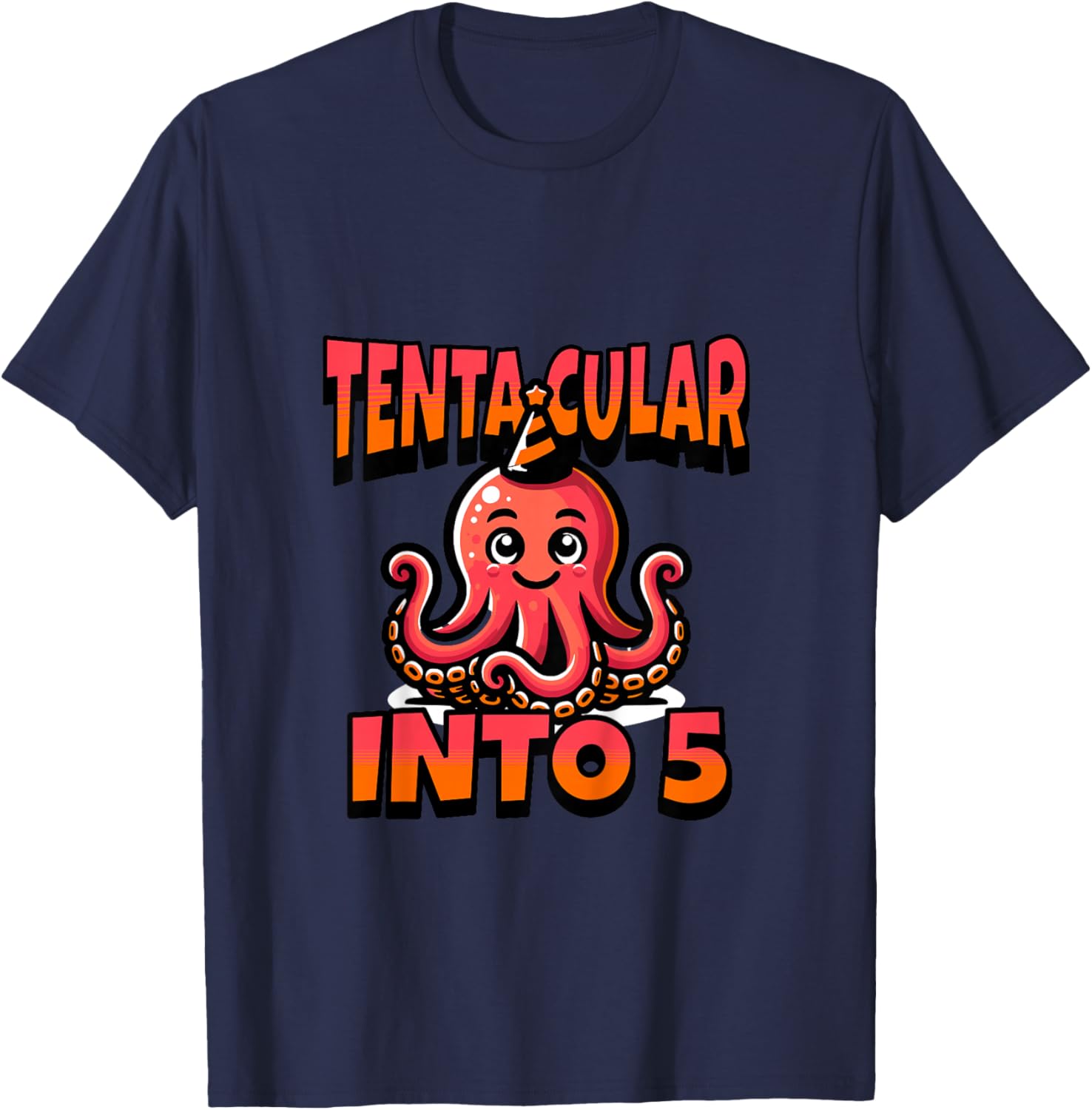 Kids Octopus Tentacular Into 5 Year Old 5th Birthday Boy Girl T-Shirt - T-Shirt | Navy
