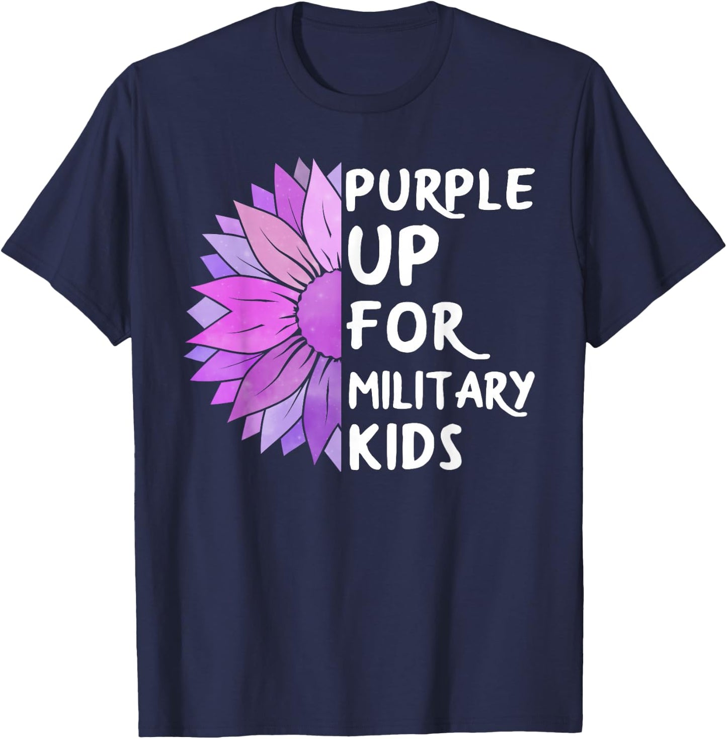 Purple Up Military Child Sunflower Military Brats Month T-Shirt - T-Shirt | Navy