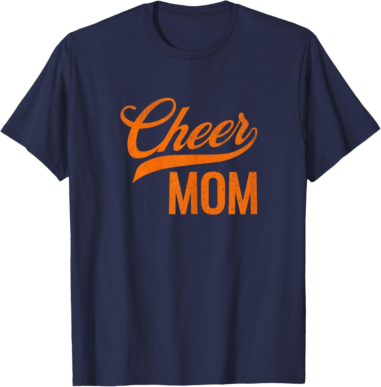 Cheer Mom Orange and Black Cheerleading Matching Parents T-Shirt - T-Shirt | Navy