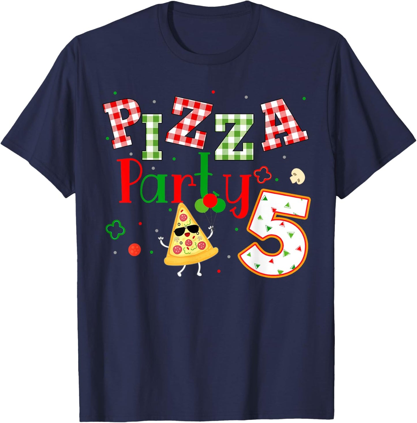 Pizza Birthday Party Themed Matching Family Group T-Shirt - T-Shirt | Navy