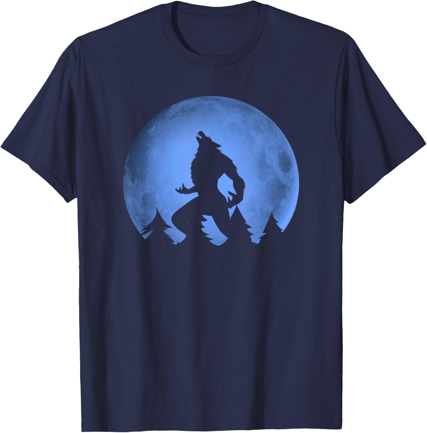 Wolf Halloween Costume Werewolf Blue Moon Scary Boys T-Shirt - T-Shirt | Navy
