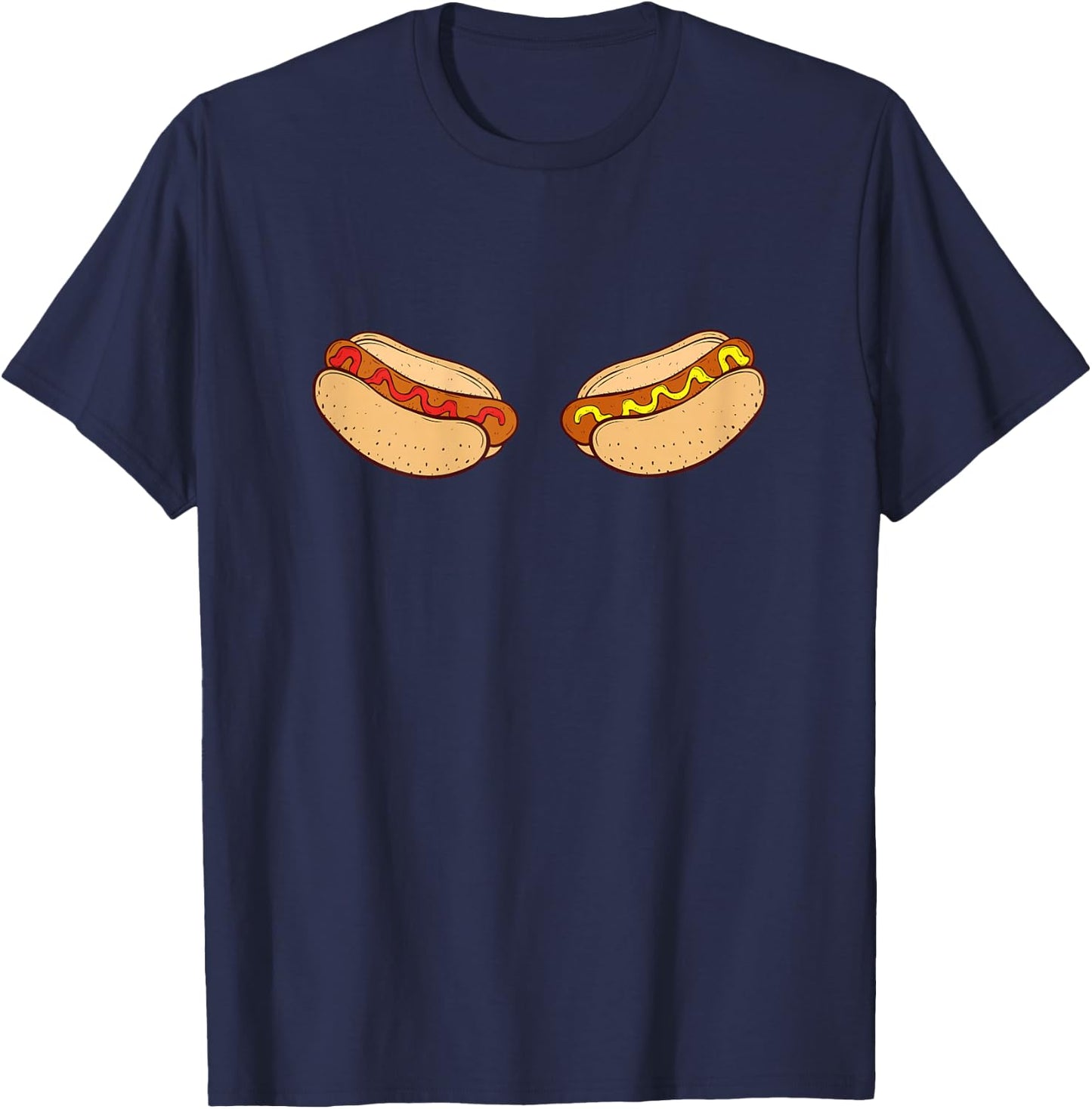 Funny Hot Dog Boobs Sexy Fast Food Fun Design for cool Women T-Shirt - T-Shirt | Navy