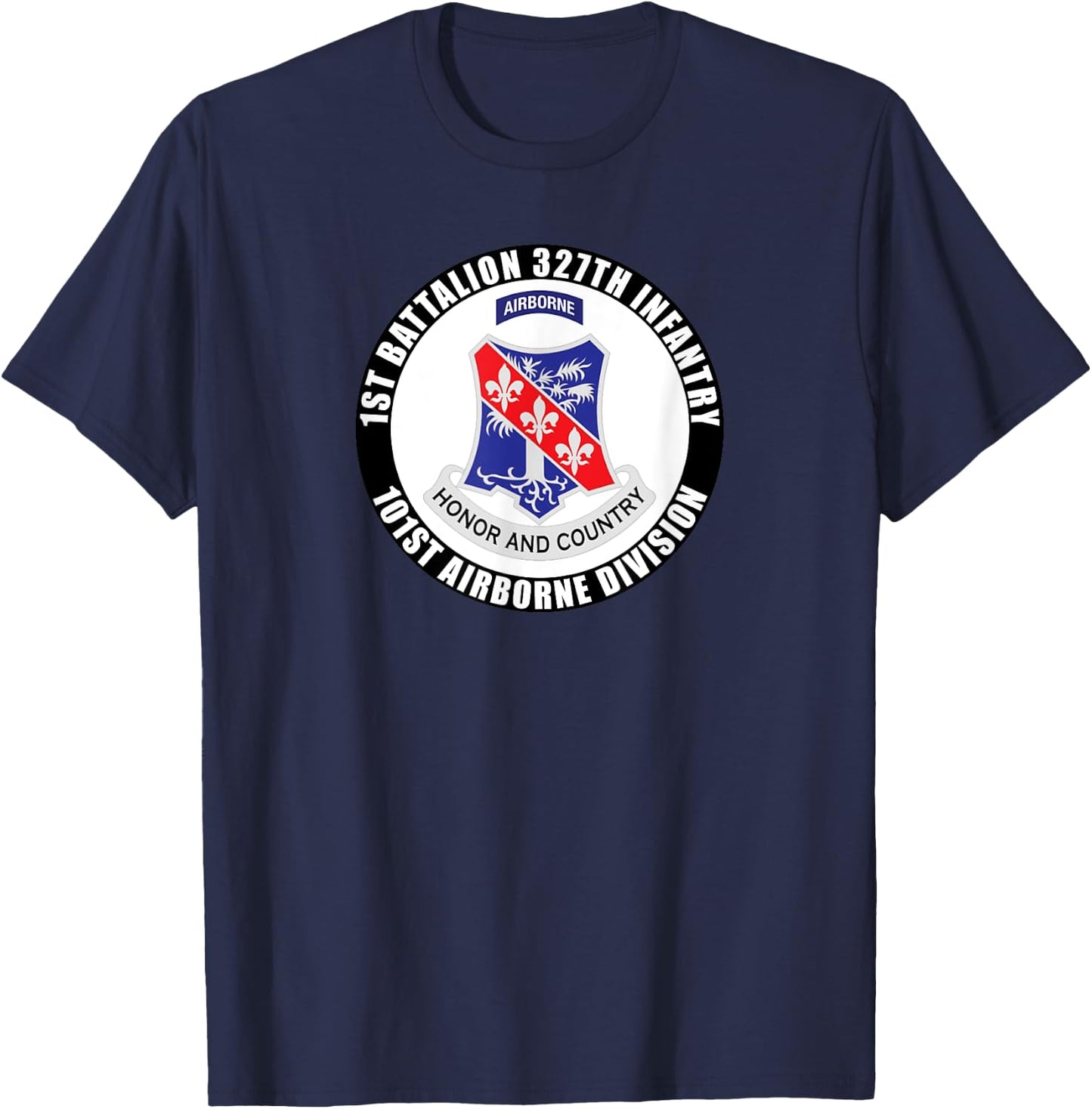 SoldierTees 1st Battalion 327th Infantry, 101st Airborne Division Veteran -Adult Black Classic Fit Short Sleeve T-Shirt - T-Shirt | Navy