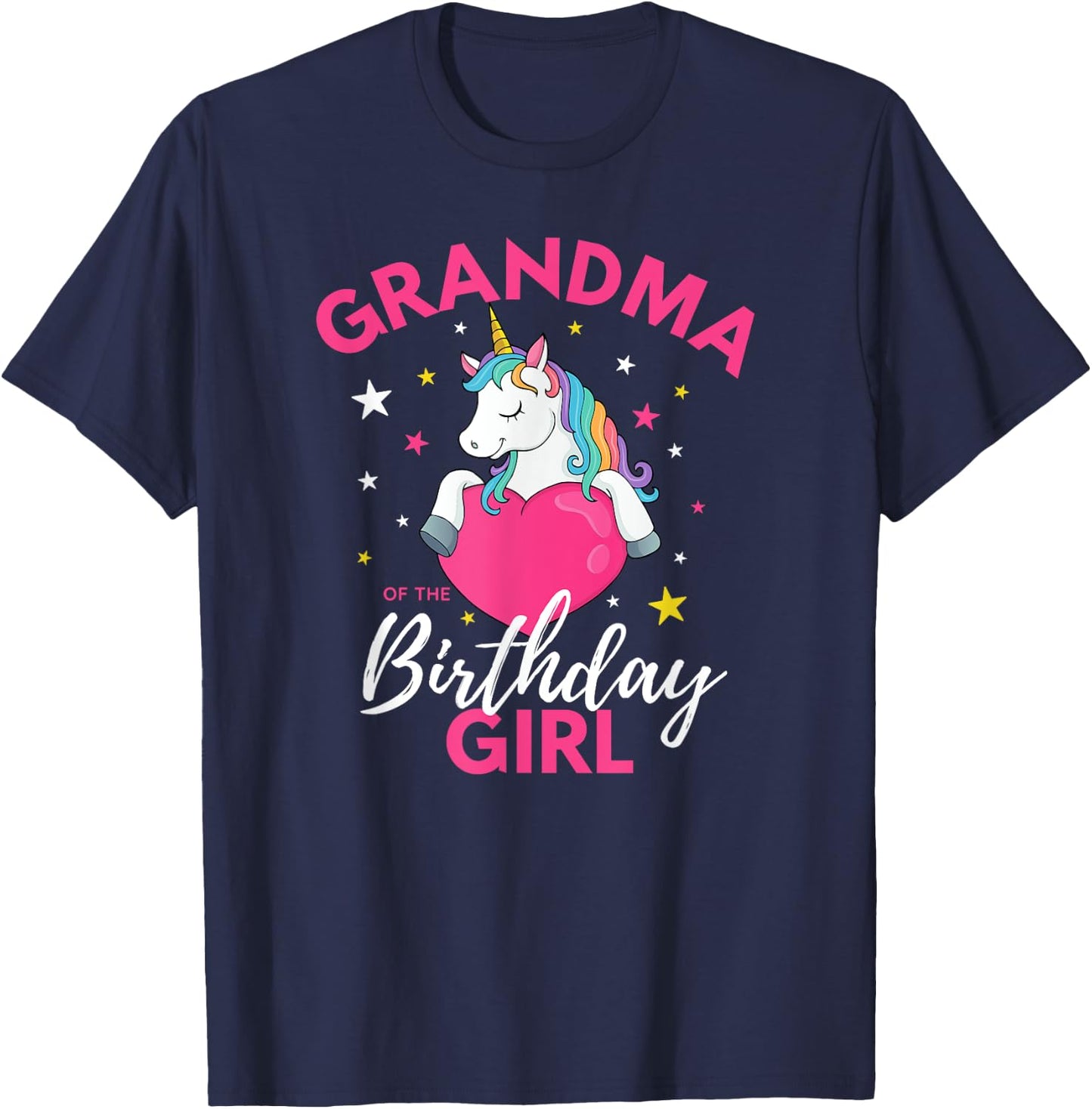 Grandma Of The Birthday Girl Unicorn T-Shirt - T-Shirt | Navy