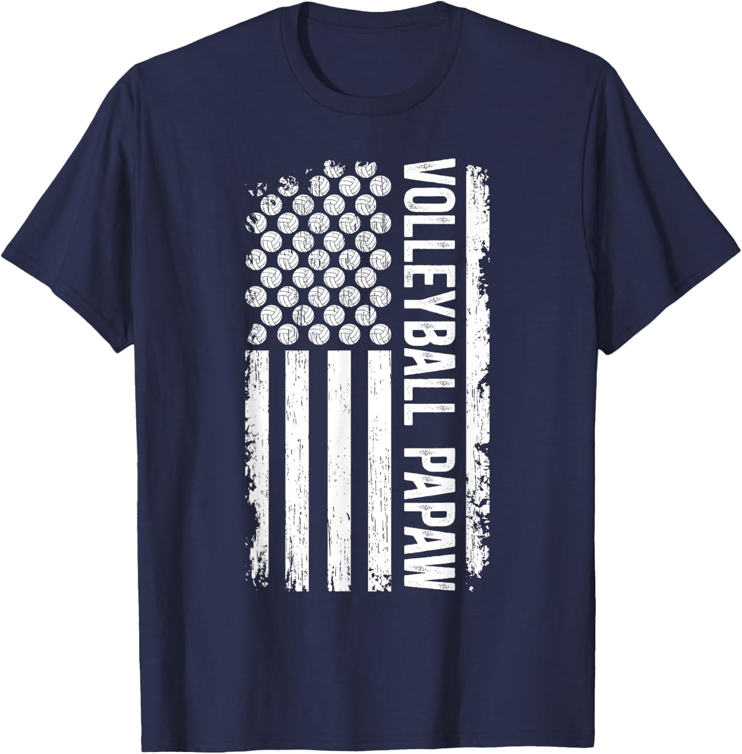 Volleyball Papaw US Flag Papaw Of A Volleyball Player Papaw T-Shirt - T-Shirt | Navy