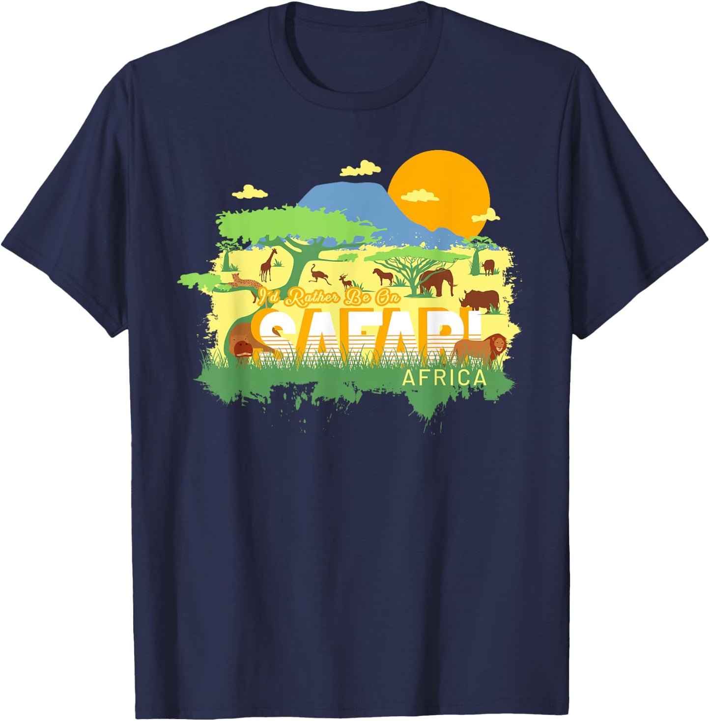 I'd Rather Be On Safari Africa - Cute Vintage Souvenir T-Shirt - T-Shirt | Navy