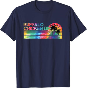 Buffalo Chicken Dip Tie Dye Vintage Inspired Striped Funny T-Shirt - T-Shirt | Navy