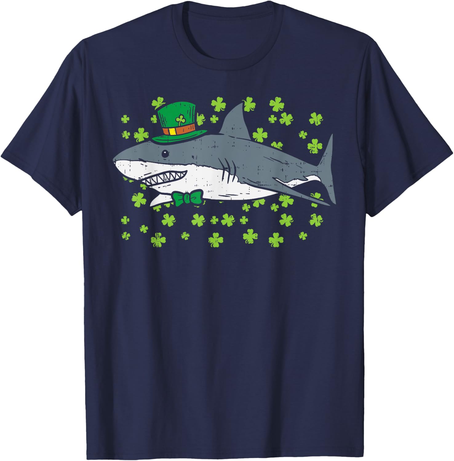 Irish Leprechaun Shark Shamrock St Patricks Day Animal Gift T-Shirt - T-Shirt | Navy