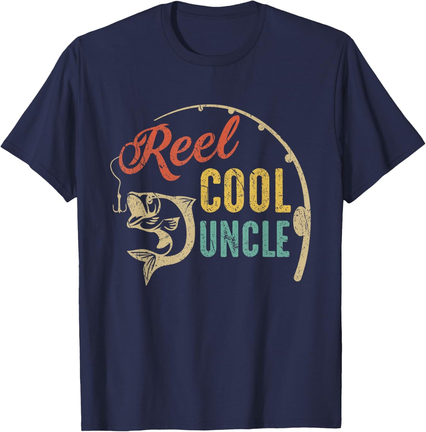 Father's Day Shirt Vintage Fishing Reel Cool Uncle T-Shirt - T-Shirt | Navy