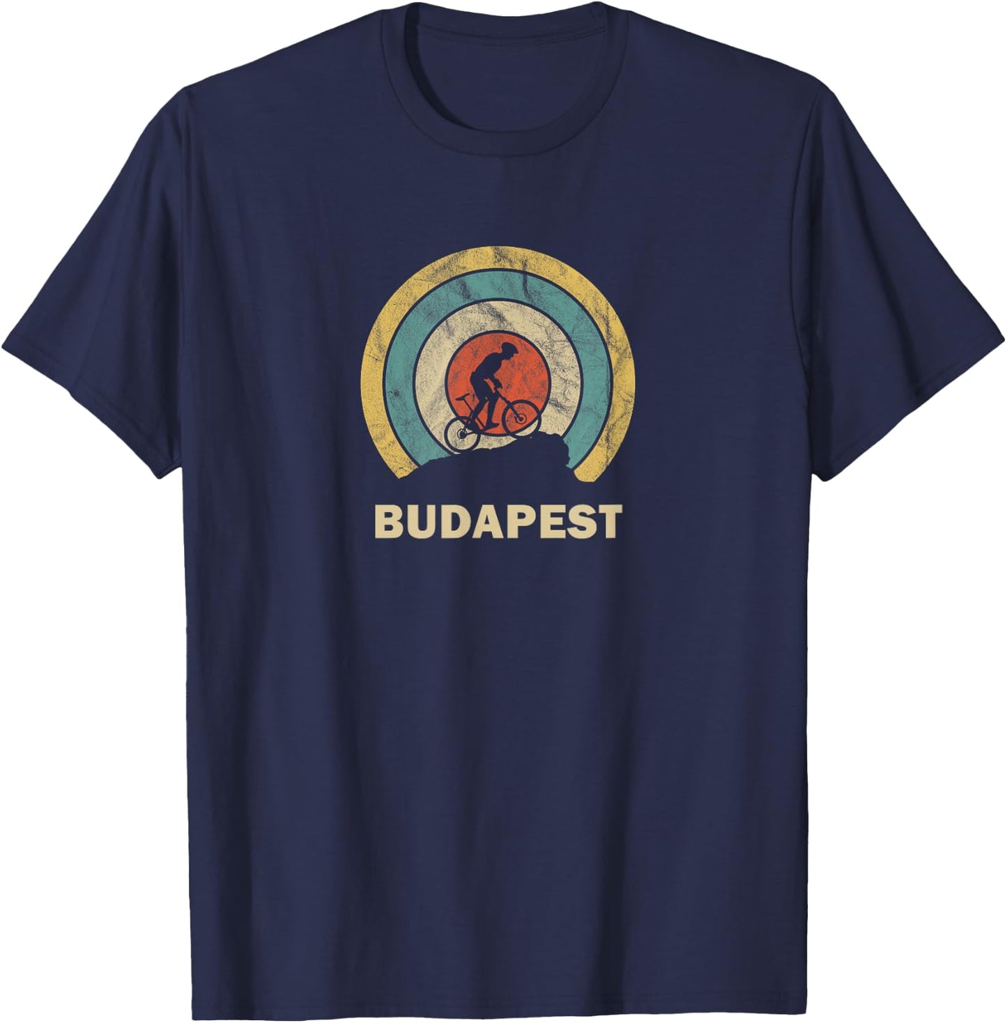 Budapest Hungary Retro Cycling MTB T-Shirt - T-Shirt | Navy