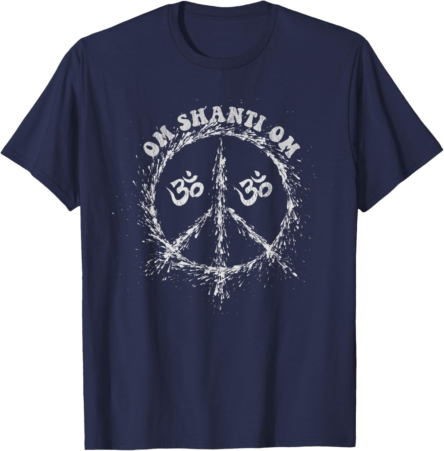 Om Aum Shanti Om Peace Sign Symbol T-Shirt - T-Shirt | Navy