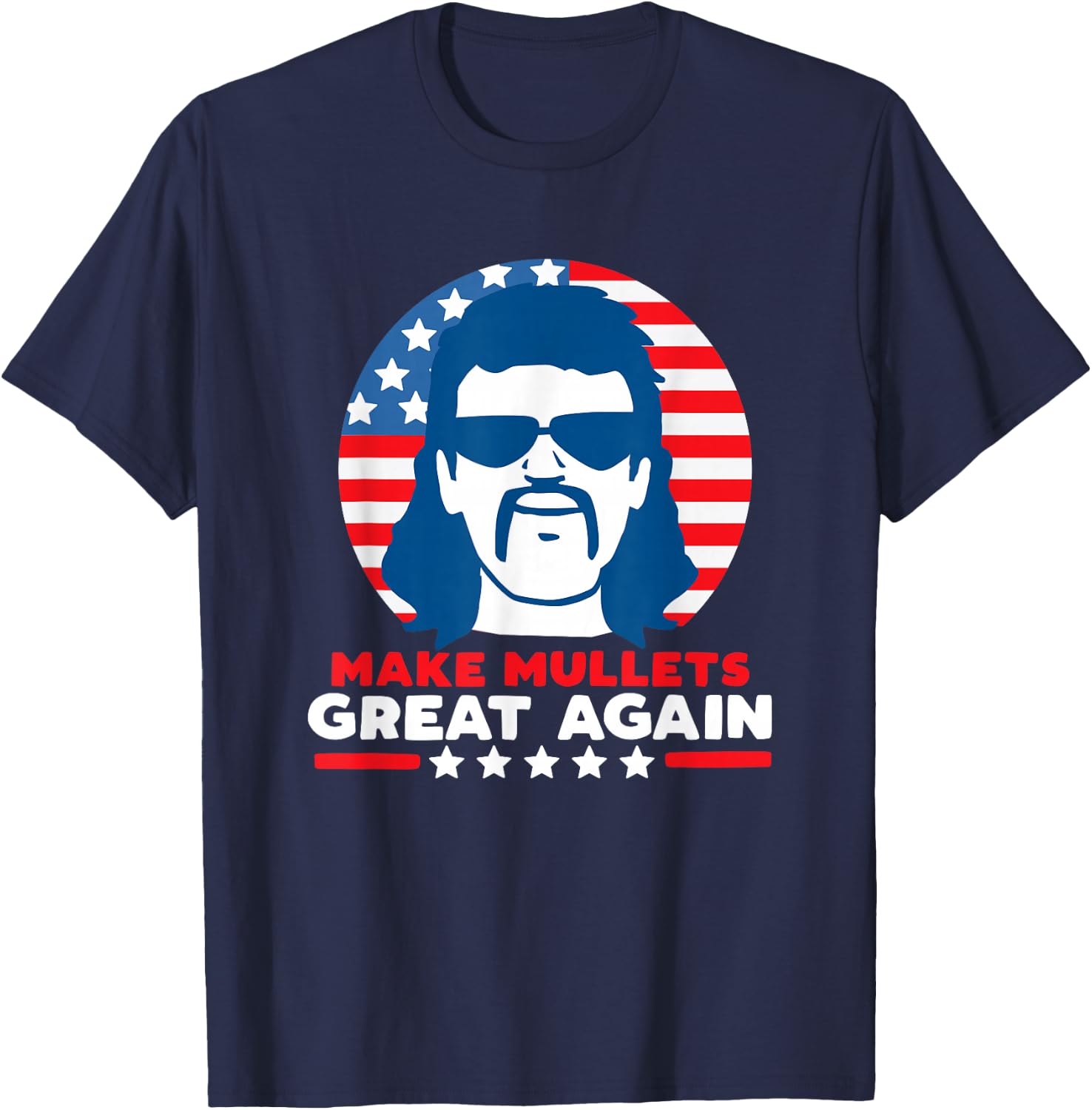Make Mullets Great Again Vintage 80s Hair Party USA Dark T-Shirt - T-Shirt | Navy