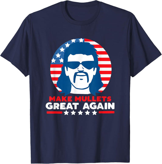 Make Mullets Great Again Vintage 80s Hair Party USA Dark T-Shirt - T-Shirt | Navy