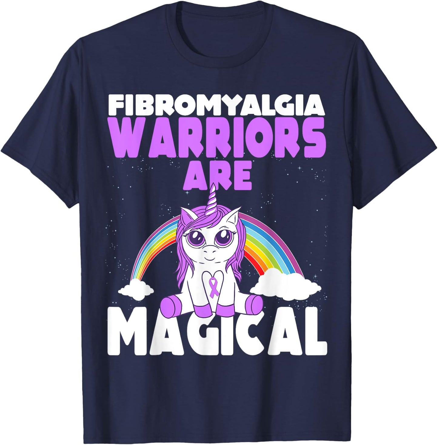 Fibromyalgia Awareness Warriors are magical Unicorn T-Shirt - T-Shirt | Navy