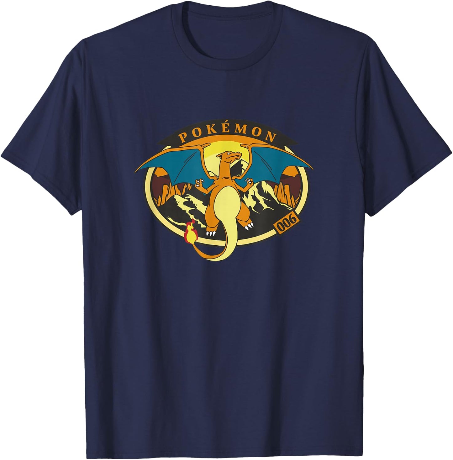 Pokémon Outdoor Adventures Charizard Mountain Volcano Badge T-Shirt - T-Shirt | Navy