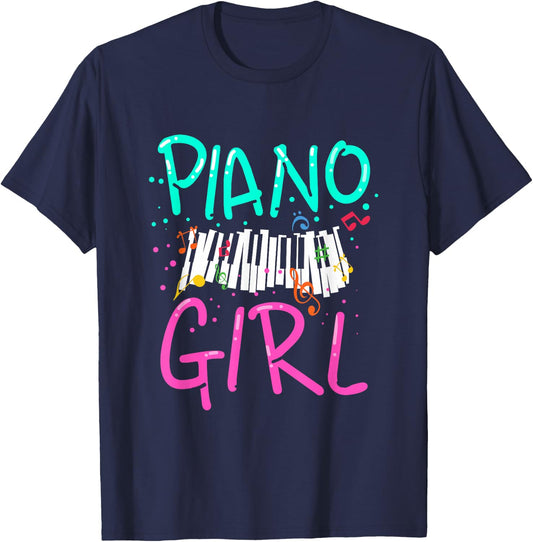 Gift Girls Music Lovers Piano T-Shirt - T-Shirt | Navy